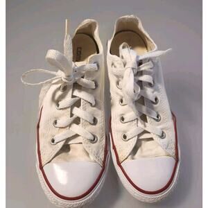 CONVERSE All Star‎ Chuck Taylor Low Top WHITE YOUTH Kids Canvas Shoes Size 1Y